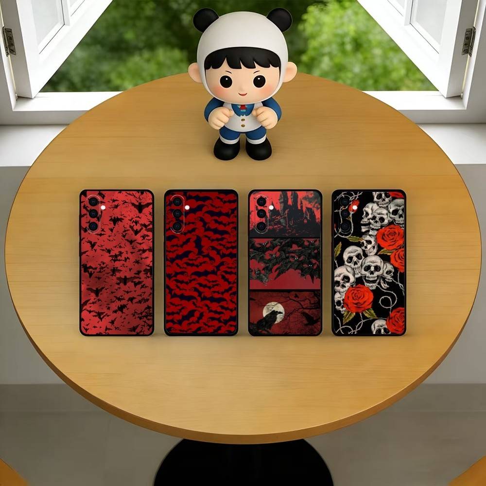 Vintage Floral Pattern Soft Case - Vintage Red Bats Skull Trendy Pattern