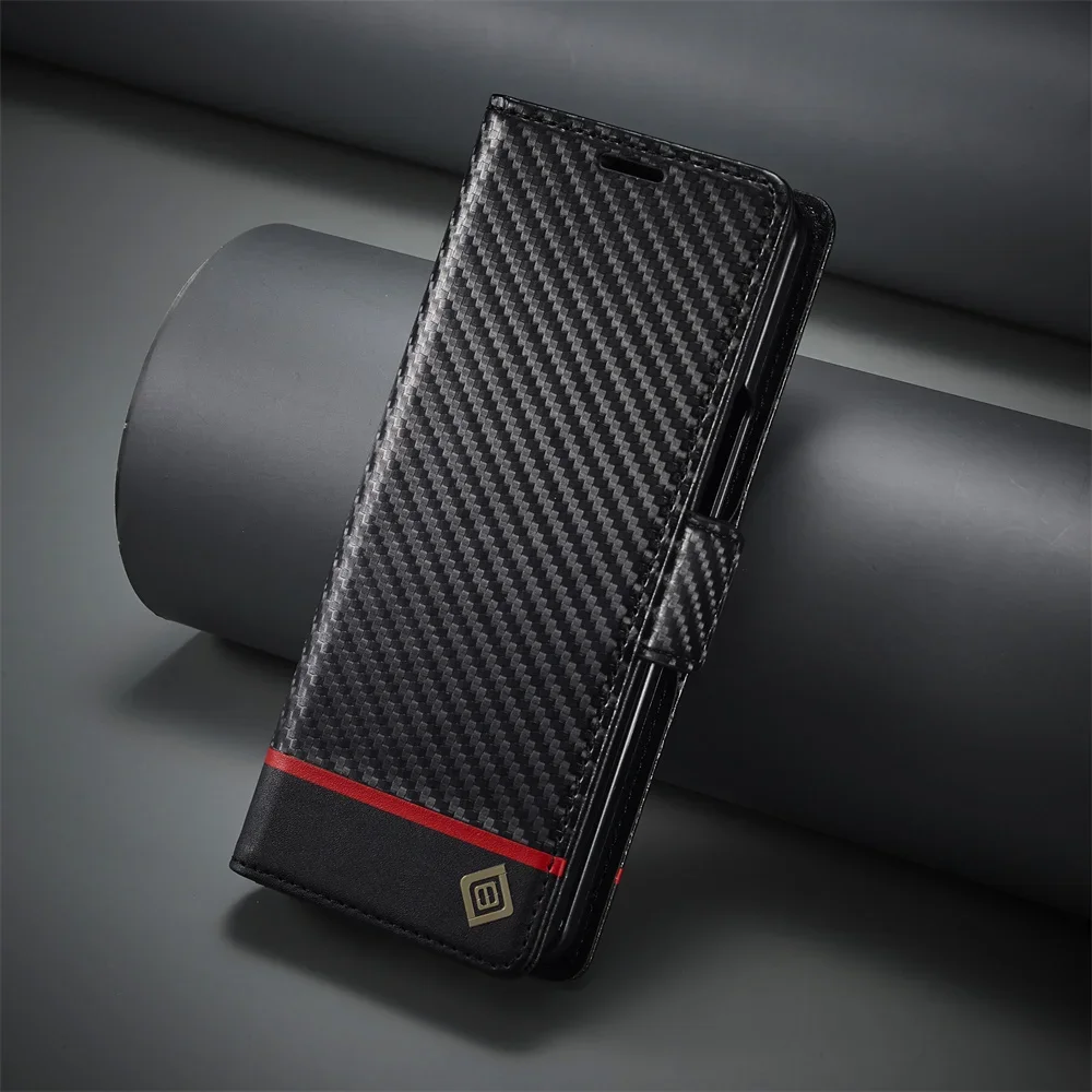 Luxury Carbon Fiber PU Leather - Leather Wallet Card Holder Phone Cover ulasan dan harga