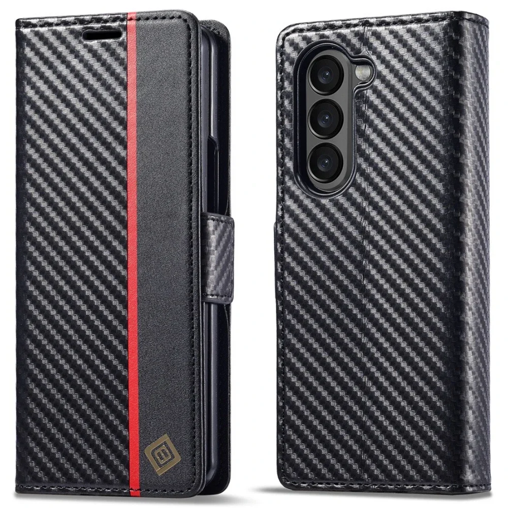 Luxury Carbon Fiber PU Leather - Leather Wallet Card Holder Phone Cover ulasan dan harga