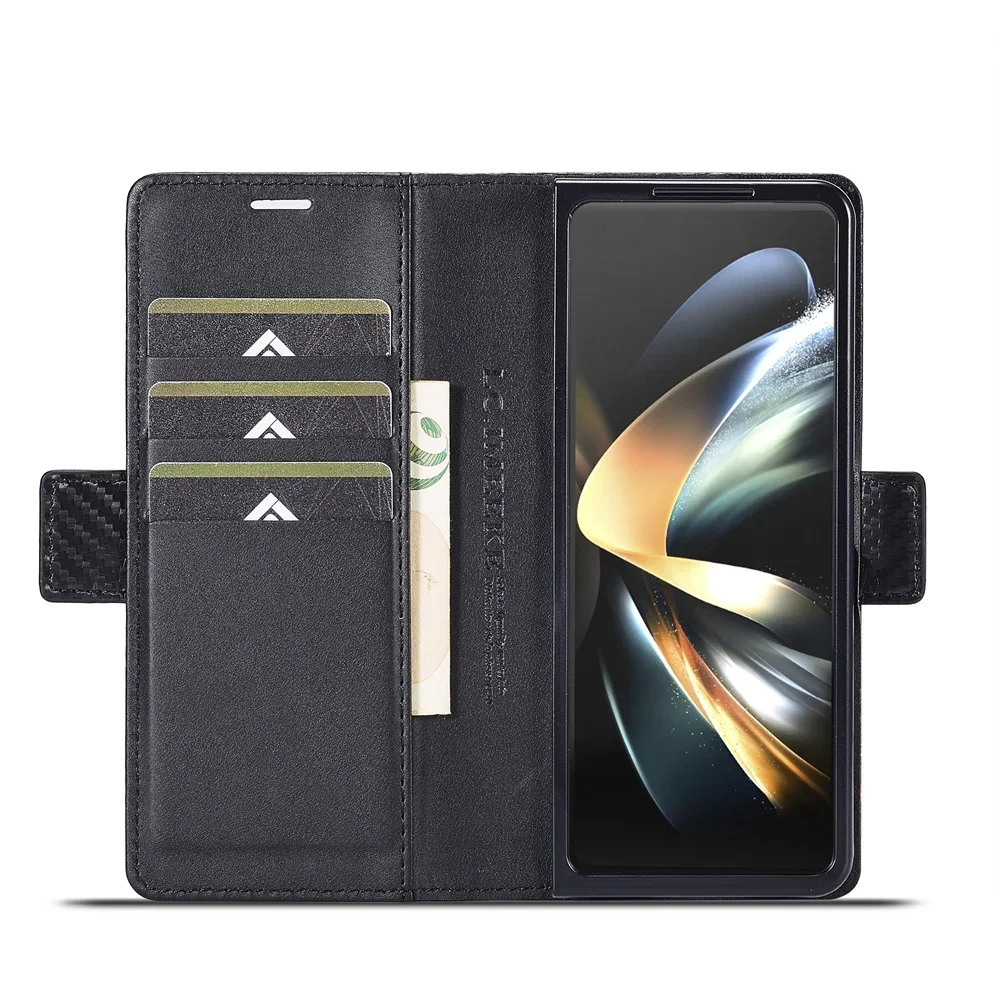 Luxury Carbon Fiber PU Leather - Leather Wallet Card Holder Phone Cover ulasan dan harga