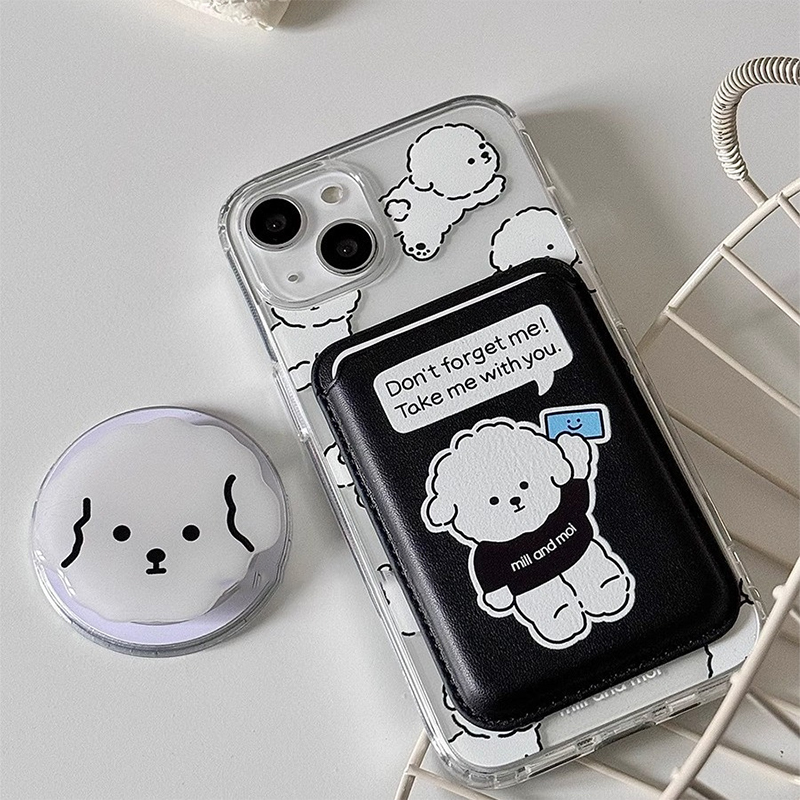 Cute Dog Cartoon Magnetic Phon - Leather Wallet Card Holder Phone Cover ulasan dan harga