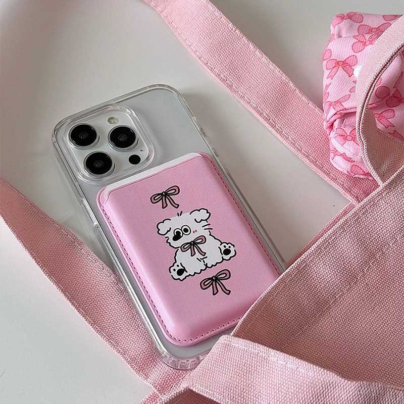 Cute Dog Cartoon Magnetic Phon - Leather Wallet Card Holder Phone Cover ulasan dan harga