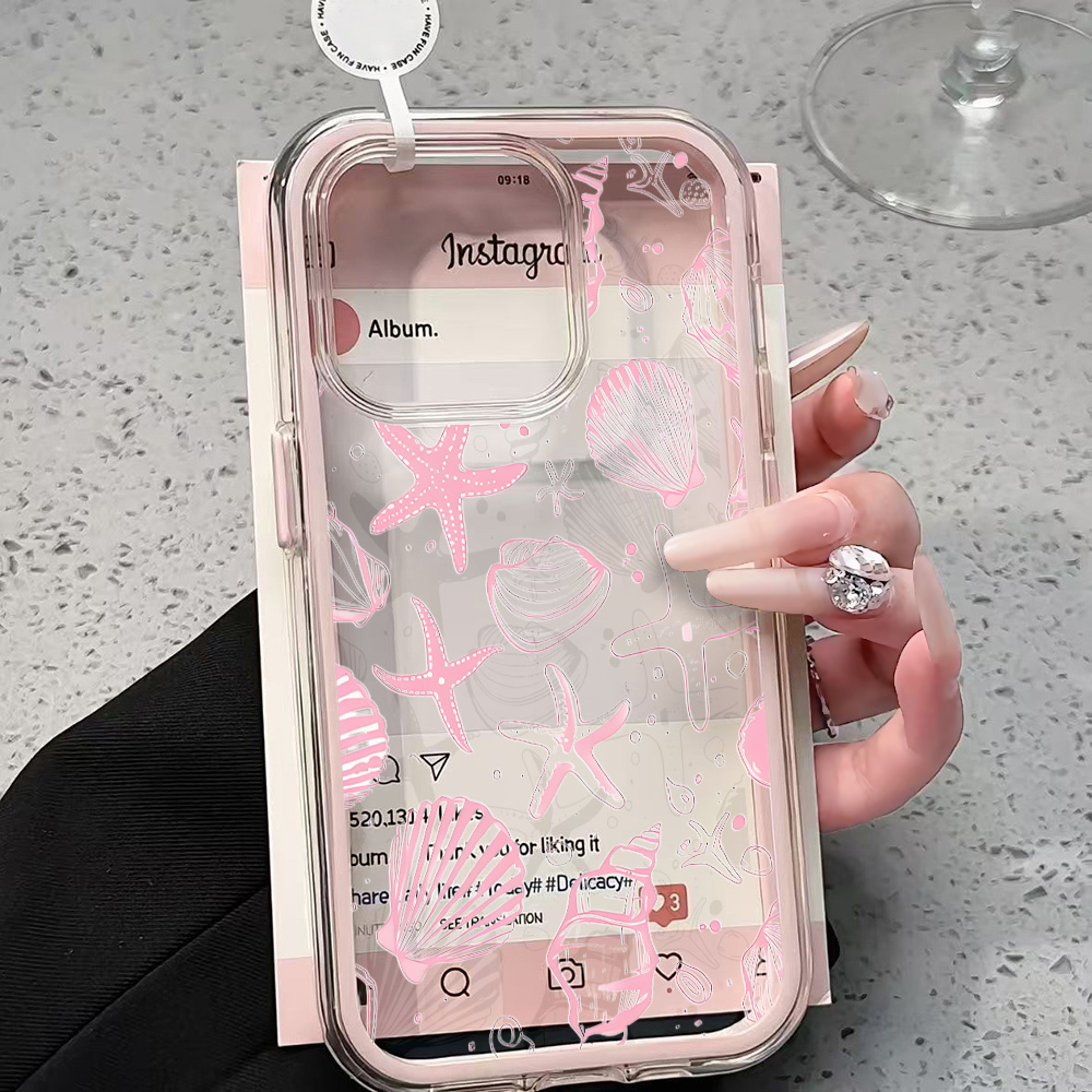Summer Pink Seashell Clear Pho - Clear Shockproof Bumper Case ulasan dan harga