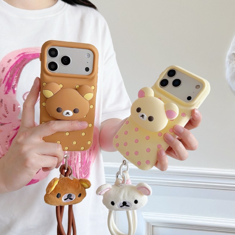 3D Rilakkuma Bear Polka Dot Si - Cute Cartoon Wrist Strap Silicone Case ulasan dan harga