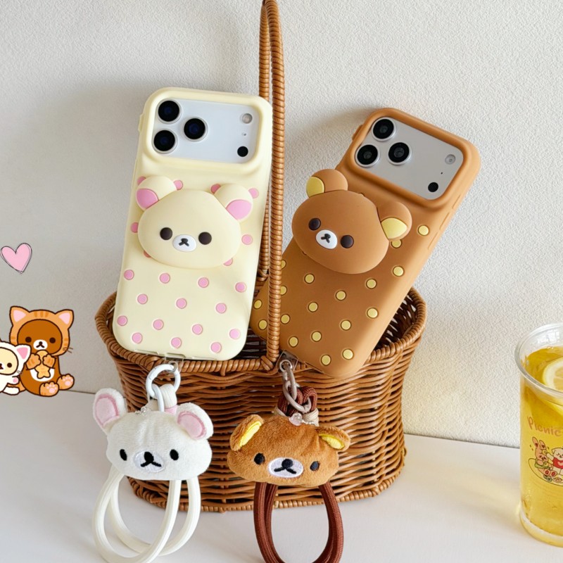 3D Rilakkuma Bear Polka Dot Si - Cute Cartoon Wrist Strap Silicone Case ulasan dan harga
