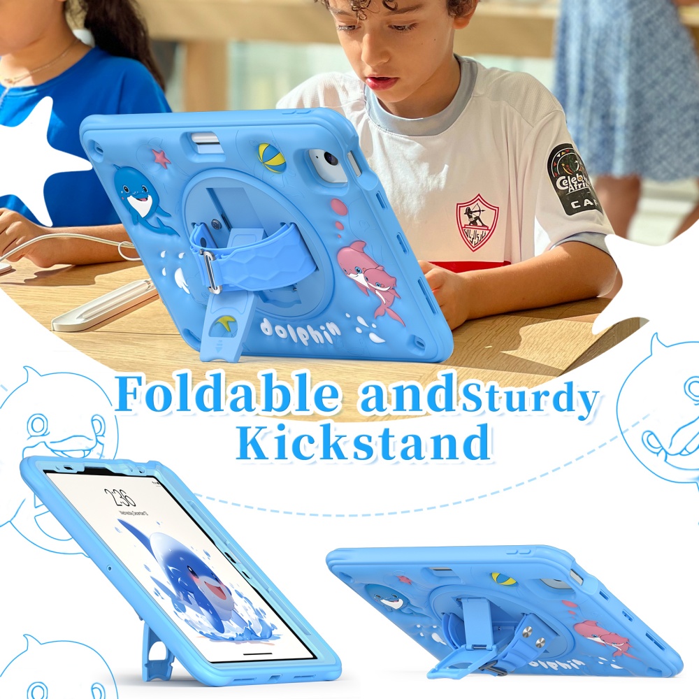 For iPad Mini A17Pro Mini6 Kid - Cute Cartoon Wrist Strap Silicone Case ulasan dan harga